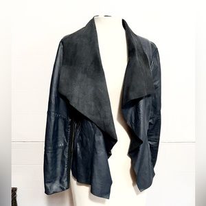 Slate & Willow Waterfall Leather Jacket size L Blue